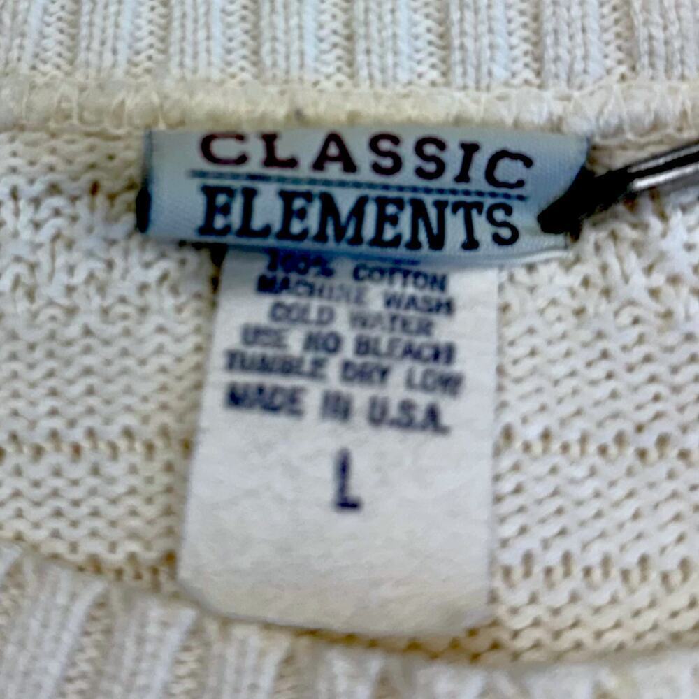 Classic Elements Vintage Short Sleeves Cotton Cable Knit Sweater Womens L White - Picture 12 of 12